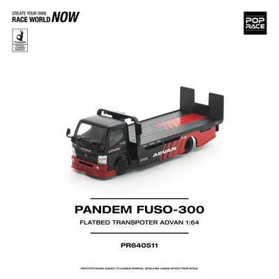POPRACE Pandem Fuso 300 Flatbed Transporter Advan 1:64 Scale Diecast Model (Pre-Order)