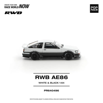 POPRACE RWB Toyota AE86 White Black 1:64 Scale Diecast Model (Pre-Order)