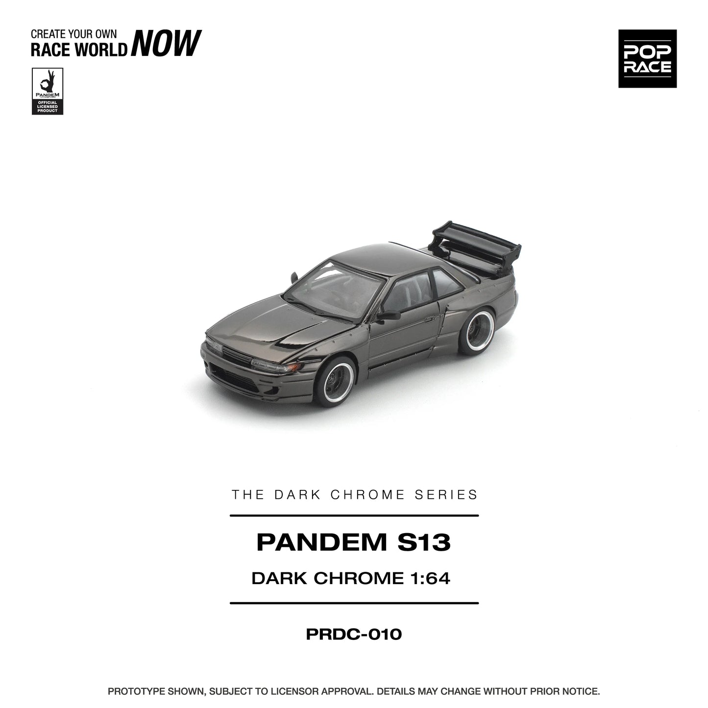 POPRACE Pandem Nissan Silvia S13 Dark Chrome 1:64 Scale Diecast Model (Pre-Order)