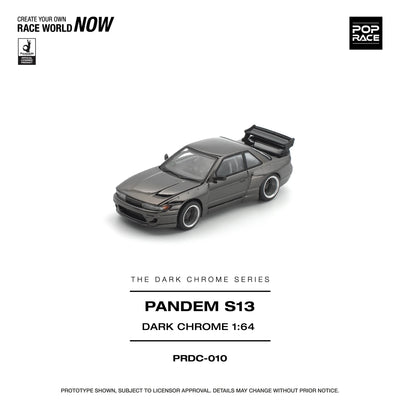 POPRACE Pandem Nissan Silvia S13 Dark Chrome 1:64 Scale Diecast Model (Pre-Order)