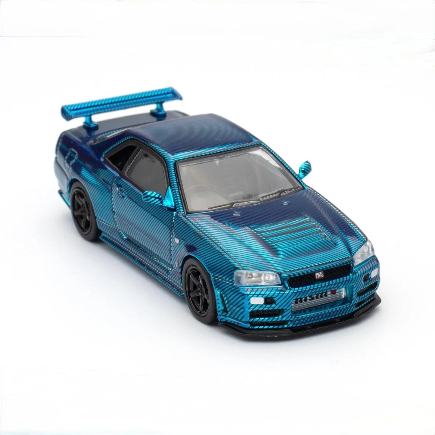 INNO64 Nissan Skyline GT-R R34 CLDC Magazine Edition Chrome Blue 1:64 Scale Diecast Model (Pre-Order)