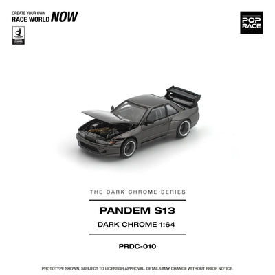 POPRACE Pandem Nissan Silvia S13 Dark Chrome 1:64 Scale Diecast Model (Pre-Order)