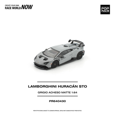 POPRACE Lamborghini Huracán STO Grigio Acheso Matte 1:64 Scale Diecast Model (Pre-Order)