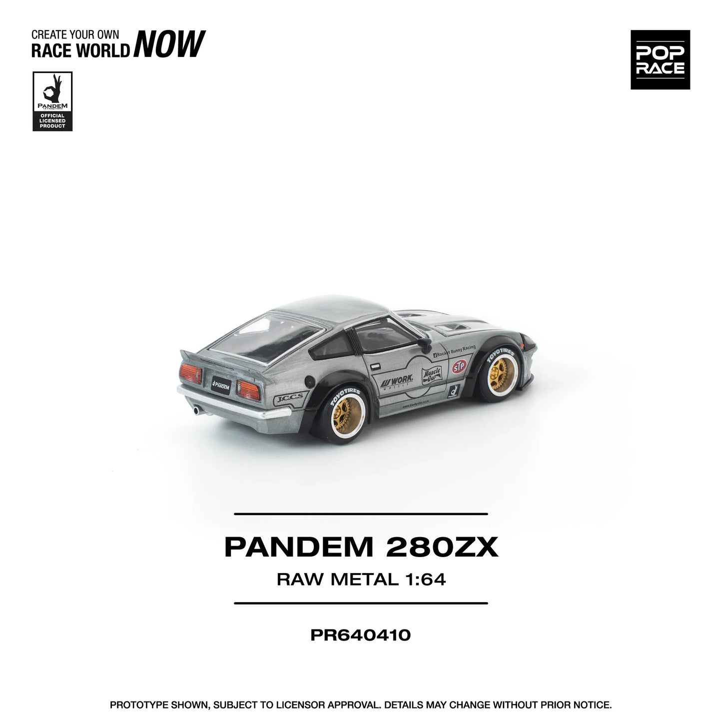 POPRACE Pandem Nissan 280ZX Raw Metal 1:64 Scale Diecast Model (Pre-Order)