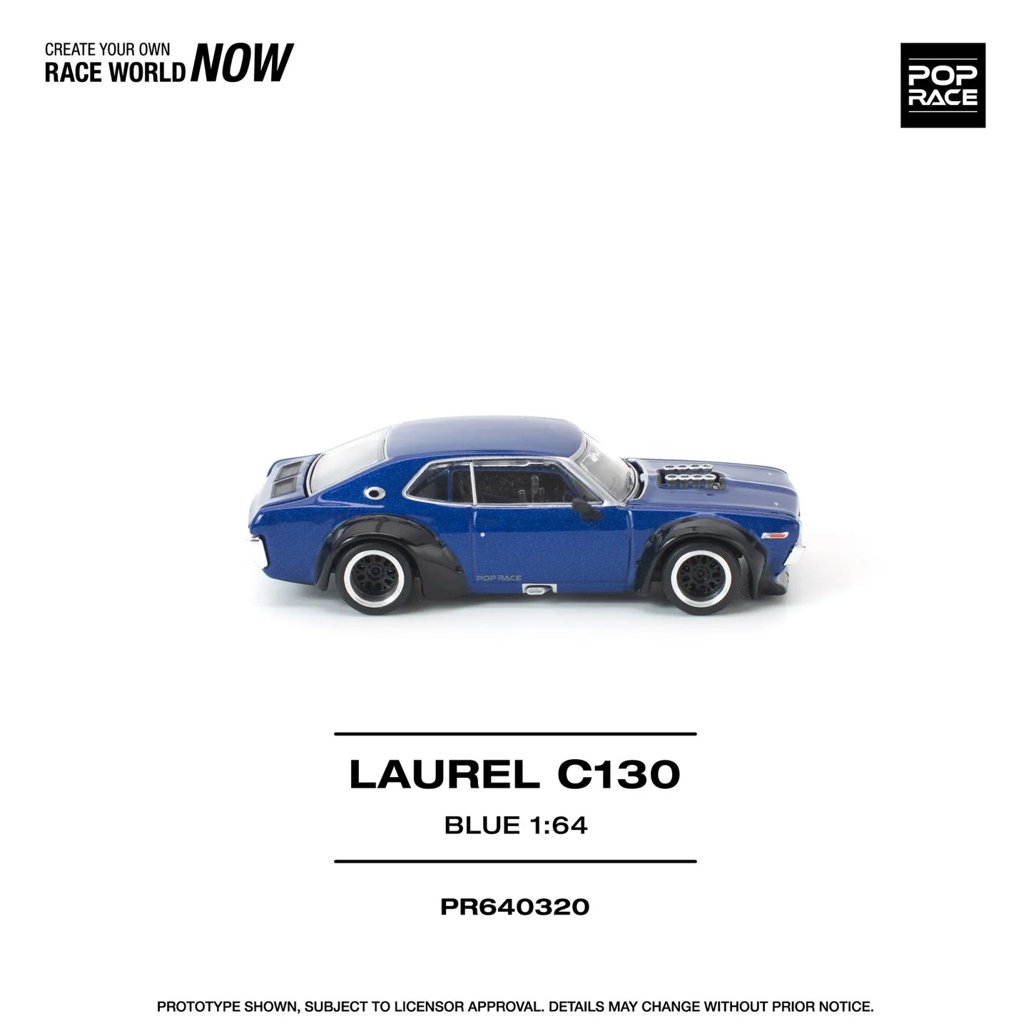 POPRACE Nissan Laurel C130 Blue 1:64 Scale Diecast Model (Pre-Order)