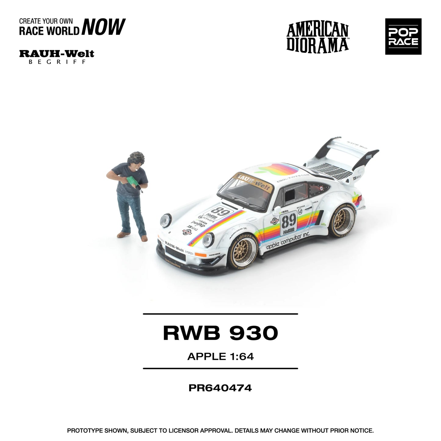 POPRACE RWB Porsche 930 Apple With Figure 1:64 Scale Diecast Model (Pre-Order)
