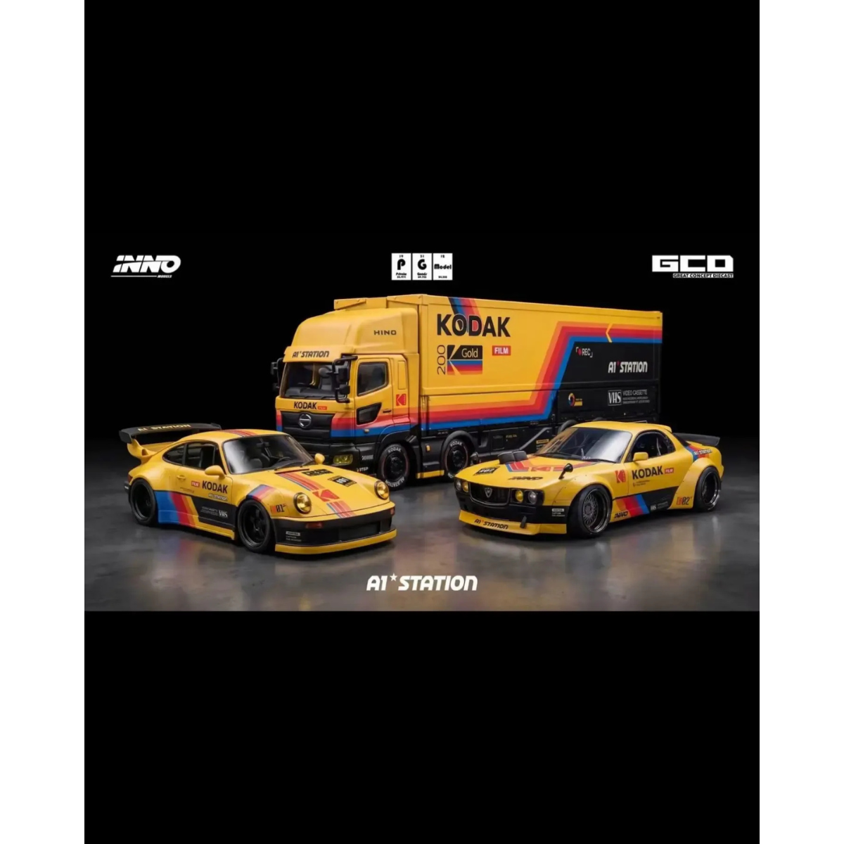 Porsche - Hino Truck - Chevrolet A1 Station Dinner Set (Limited to 300 Sets), 1:64 Scale by INNO64 X PGM X GCD – view 2
