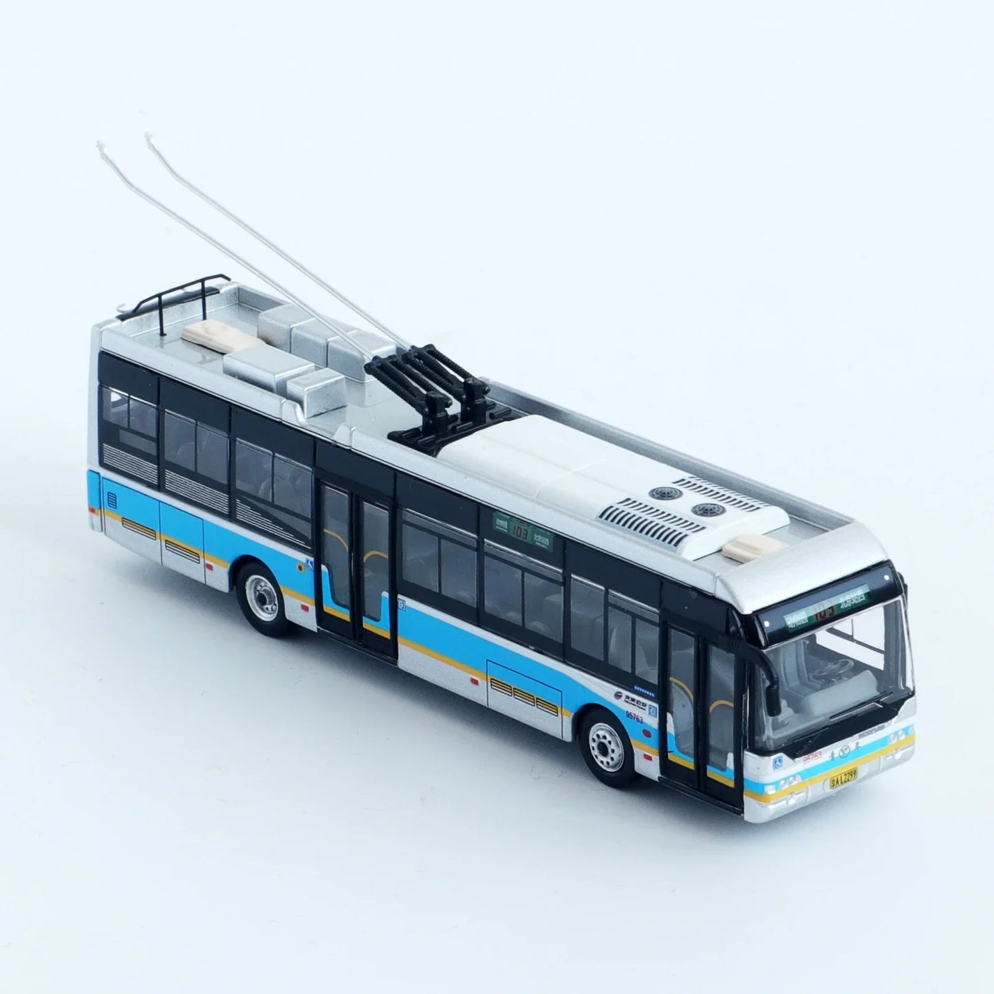 95 Creative Culture Trolly Bus Blue & White 1:110 Scale Diecast Model