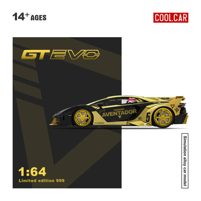 PRE-ORDER Time Micro Lamborghini GTEVO V5 Black & Gold Livery Limited 999 pcs 1:64 Scale Diecast Model