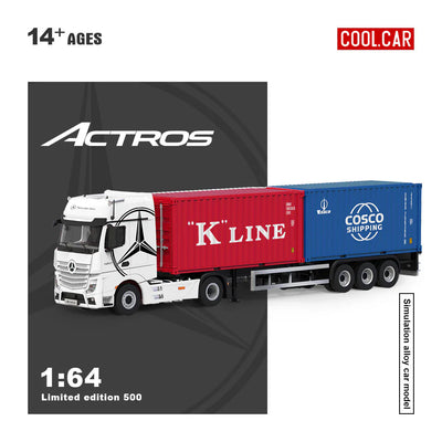PRE-ORDER Time Micro CC Mercedes-Benz Actros Cargo Container Truck White 1:64 Scale Diecast Model