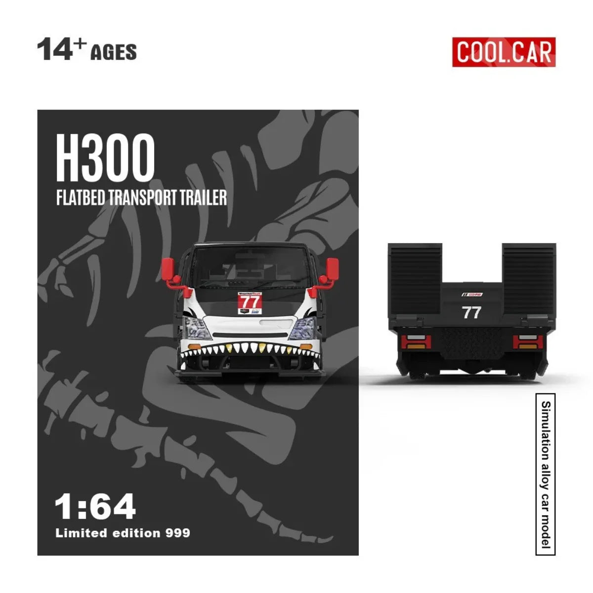 Cool Car CC-H300 Flatbed Transport Trailer – Dinoco No. 77, 1:64 Scale