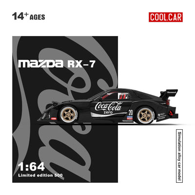 PRE-ORDER Time Micro CC Mazda RX-7 Black Coke Figure Edition 1:64 Scale Diecast Model