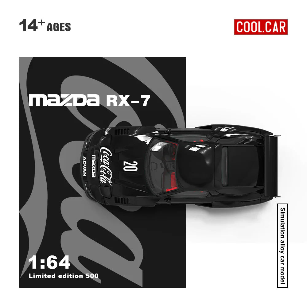 PRE-ORDER Time Micro CC Mazda RX-7 Black Coke Figure Edition 1:64 Scale Diecast Model