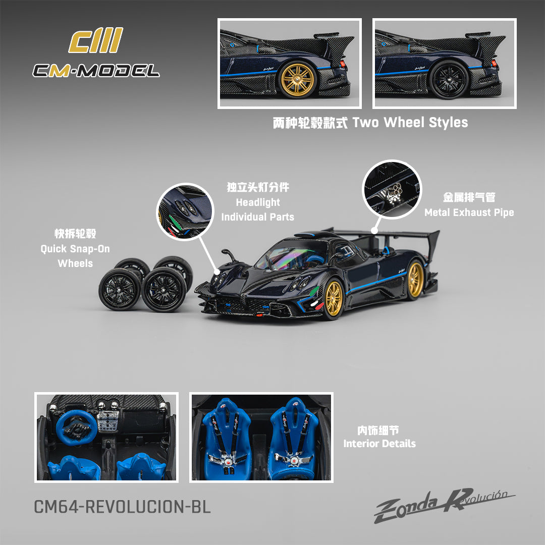 CM Model - Pagani Zonda Revolución - Metallic Blue - 1:64 Scale Model product image