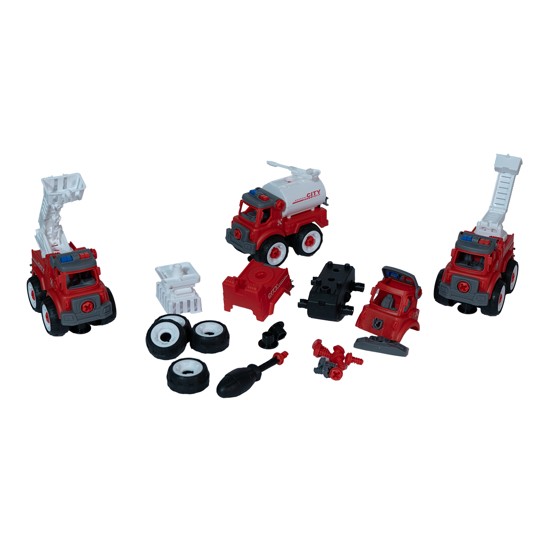 FC26 DIY Puzzle Fire Truck Toy Set – Pack of 4
