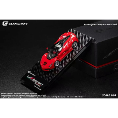 LaFerrari (F150) Fully Open Diecast Model Rosso Corsa Coupe (Limited To 999pcs), 1:64 Scale by GLAMCRAFT - 1:64 scale, view 1
