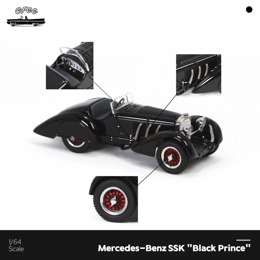 *HEC 2026* Mercedes-Benz SSK 1930, 1:64 Scale (Black) - GFCC