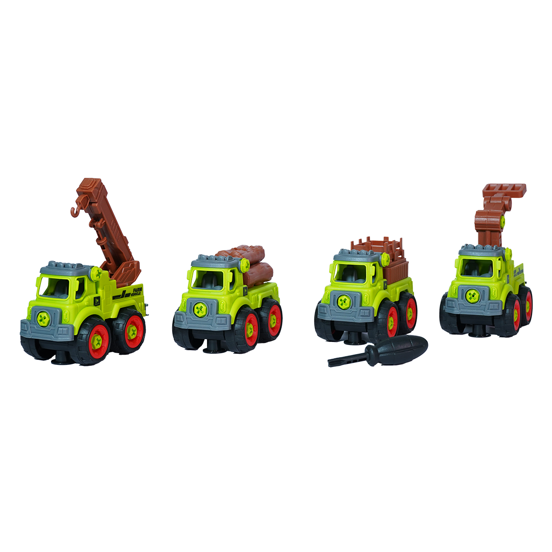 FC24 DIY Puzzle Farmer Car Toy Set – Pack of 4