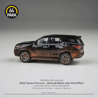 *PRE-ORDER* PARA64 Toyota Fortuner (Attitude Black with Mud Effect) 2023, 1:64 Scale