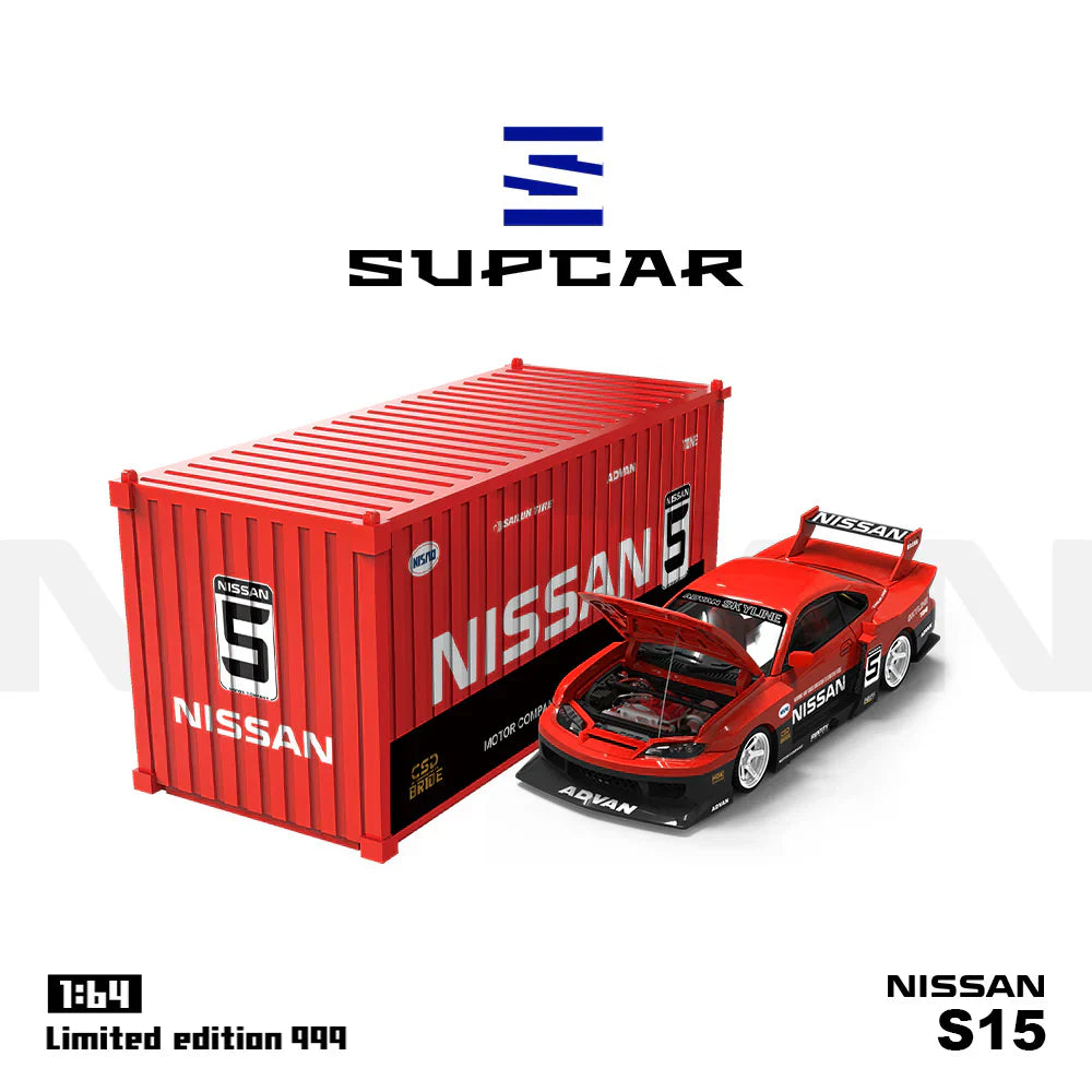 PRE-ORDER Time Micro Supcar S15 Red & Black Container Set 1:64 Scale Diecast Model