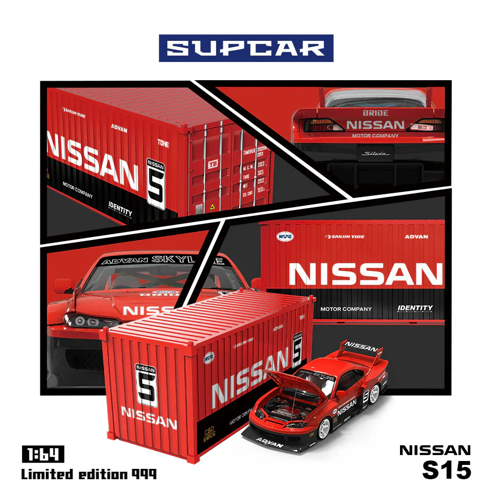 PRE-ORDER Time Micro Supcar S15 Red & Black Container Set 1:64 Scale Diecast Model