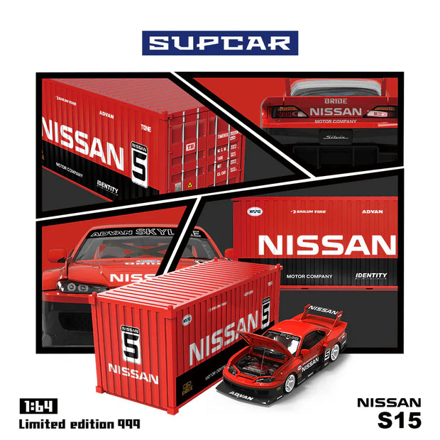 Time Micro Supcar Nissan Silvia S15 Red & Black Container Set 1:64 Scale Diecast Model