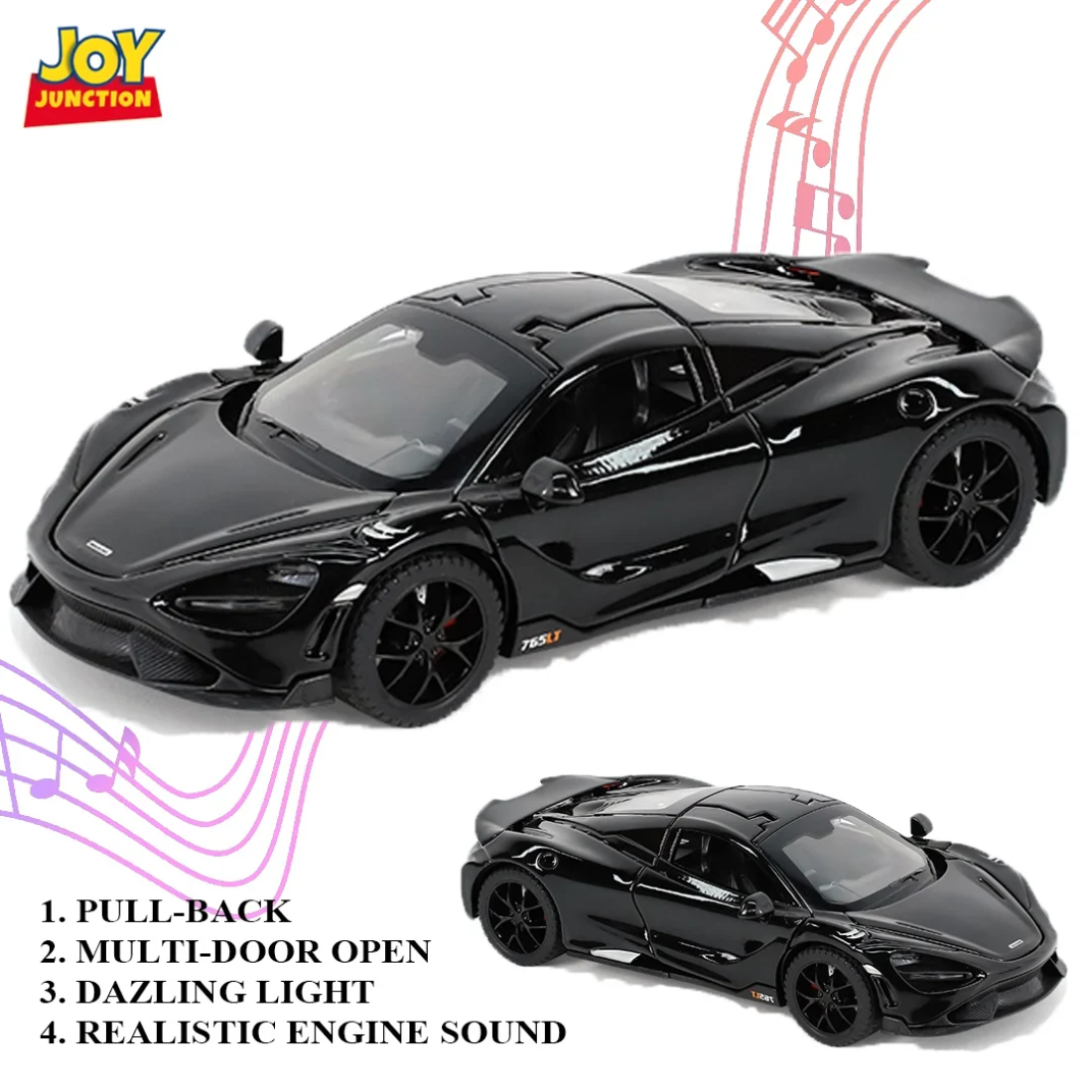 McLaren 765LT (Black) by Joy Junction, 1:32 scale, view 2
