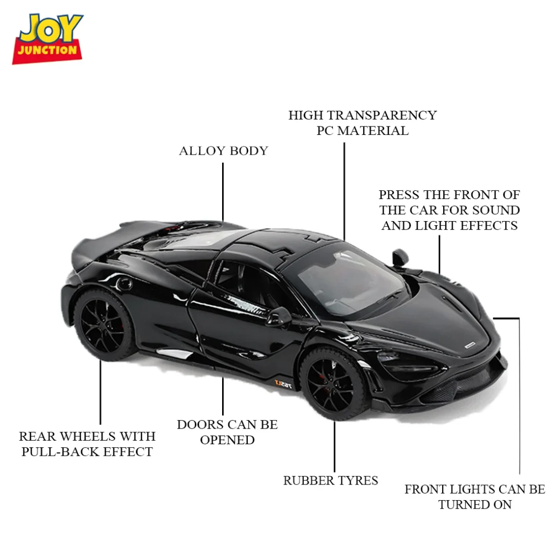 McLaren 765LT (Black) by Joy Junction, 1:32 scale, view 3