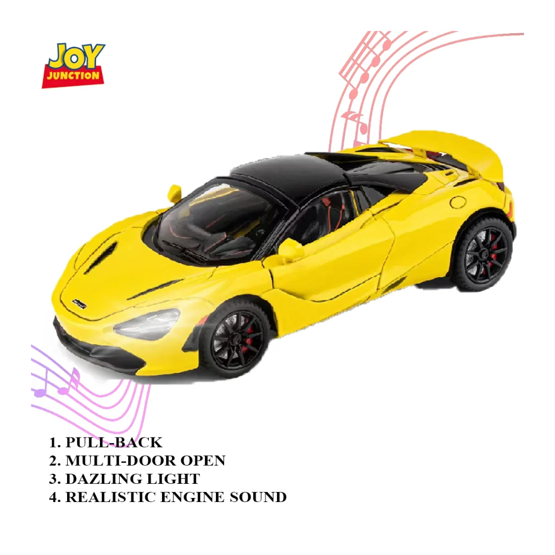 McLaren 720s Convertible Version (Yellow) by Joy Junction, 1:24 scale, view 2