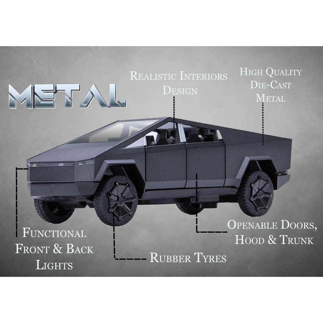 Tesla Cyber Truck Limited Edition (Black) by Joy Junction, 1:32 scale, view 3