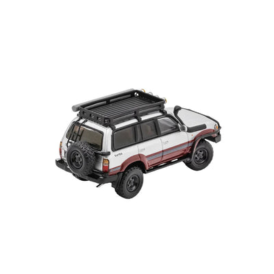 PRE-ORDER GCD Toyota Land Cruiser LC80 Modified with Off-Road Accessories Silver & Maroon 1:64 Scale Diecast Model