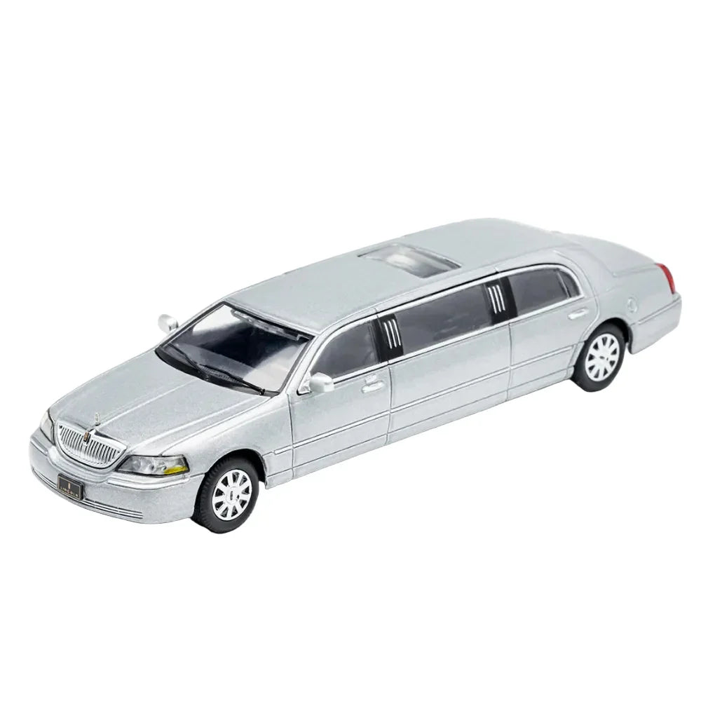 GCD Silver Extended Lincoln Limousine 1:64 Scale Diecast Model