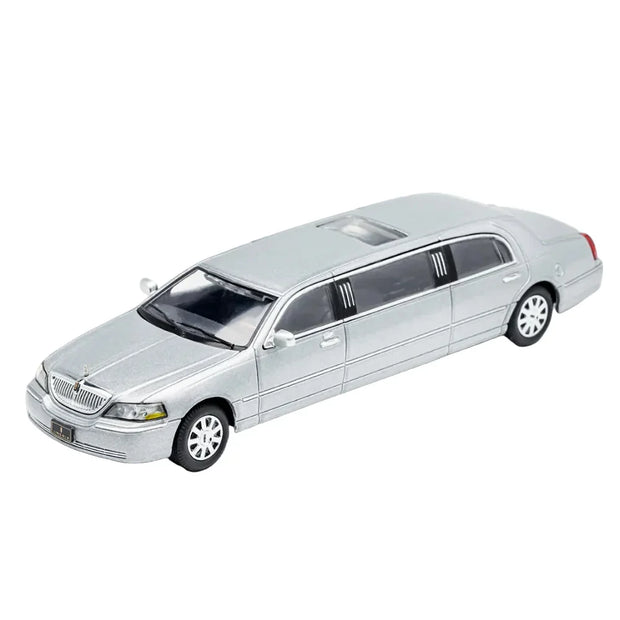 GCD Silver Extended Lincoln Limousine 1:64 Scale Diecast Model