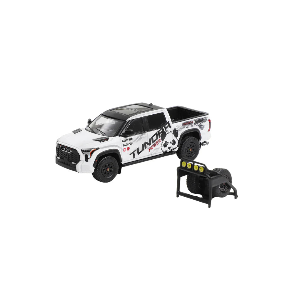 PRE-ORDER GCD Toyota Tundra TRD Pro Panda Livery LHD with Accessories White 1:64 Scale Diecast Model