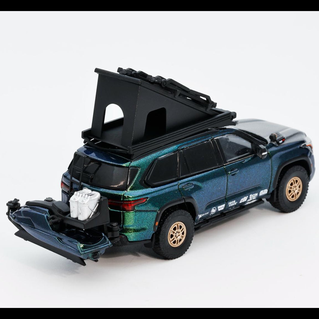 *PRE-ORDER* Toyota Sequoia TRD Pro with Boat, Bicycle & Other Accessories Included Magic Green, 1:64 Scale (Chameleon Green)