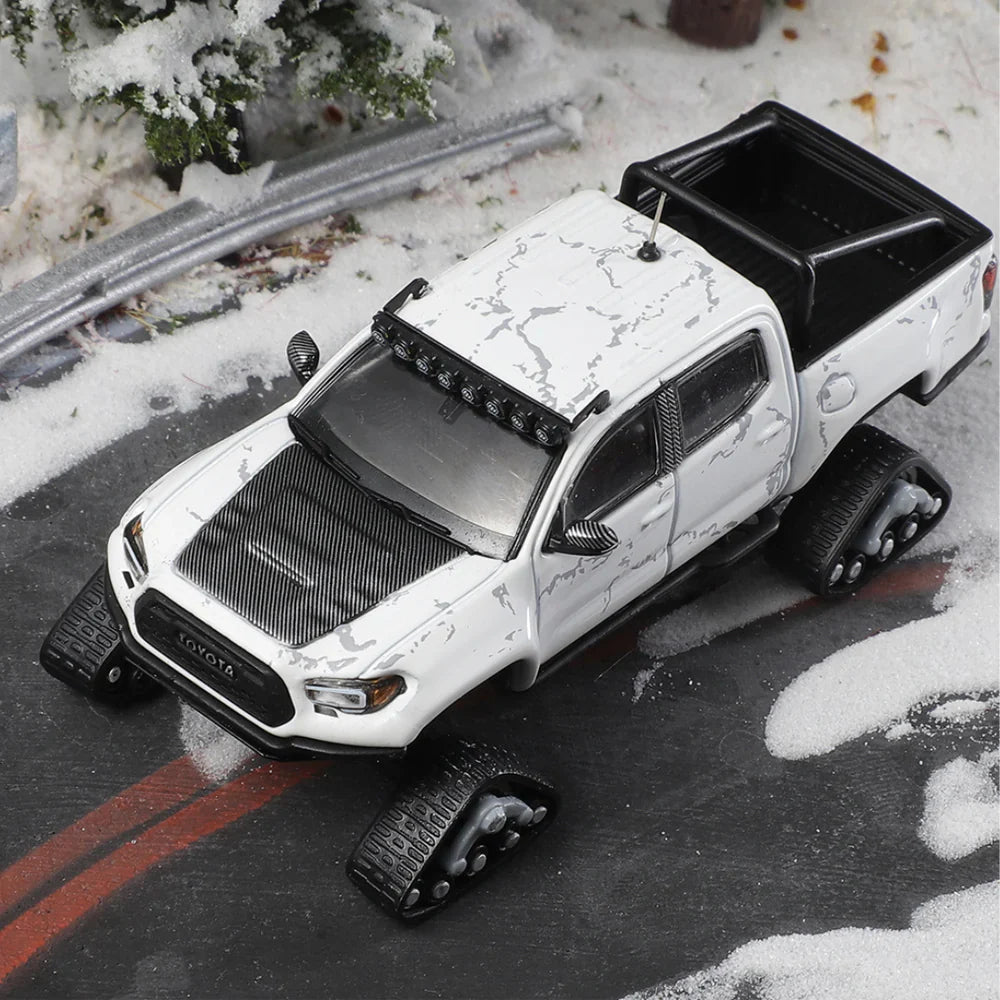 PRE-ORDER GCD Toyota Tacoma Snow Edition White Stone Texture LHD with 8 Accessories 2022 1:64 Scale Diecast Model
