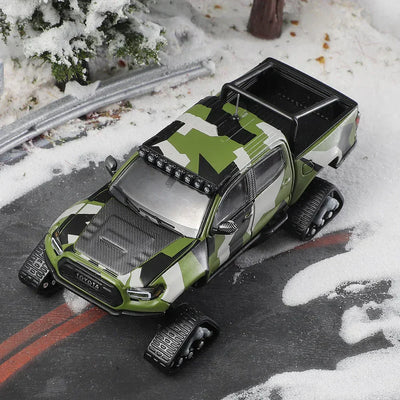 GCD Toyota Tacoma No.510 Pre-Runner Snow Mobile with Tank Track Camouflage 1:64 Scale Diecast Model