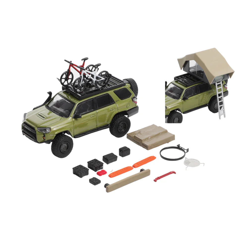 PRE-ORDER GCD Toyota 4Runner TRD Pro Overland Modified with 13 Accessories Green 1:64 Scale Diecast Model