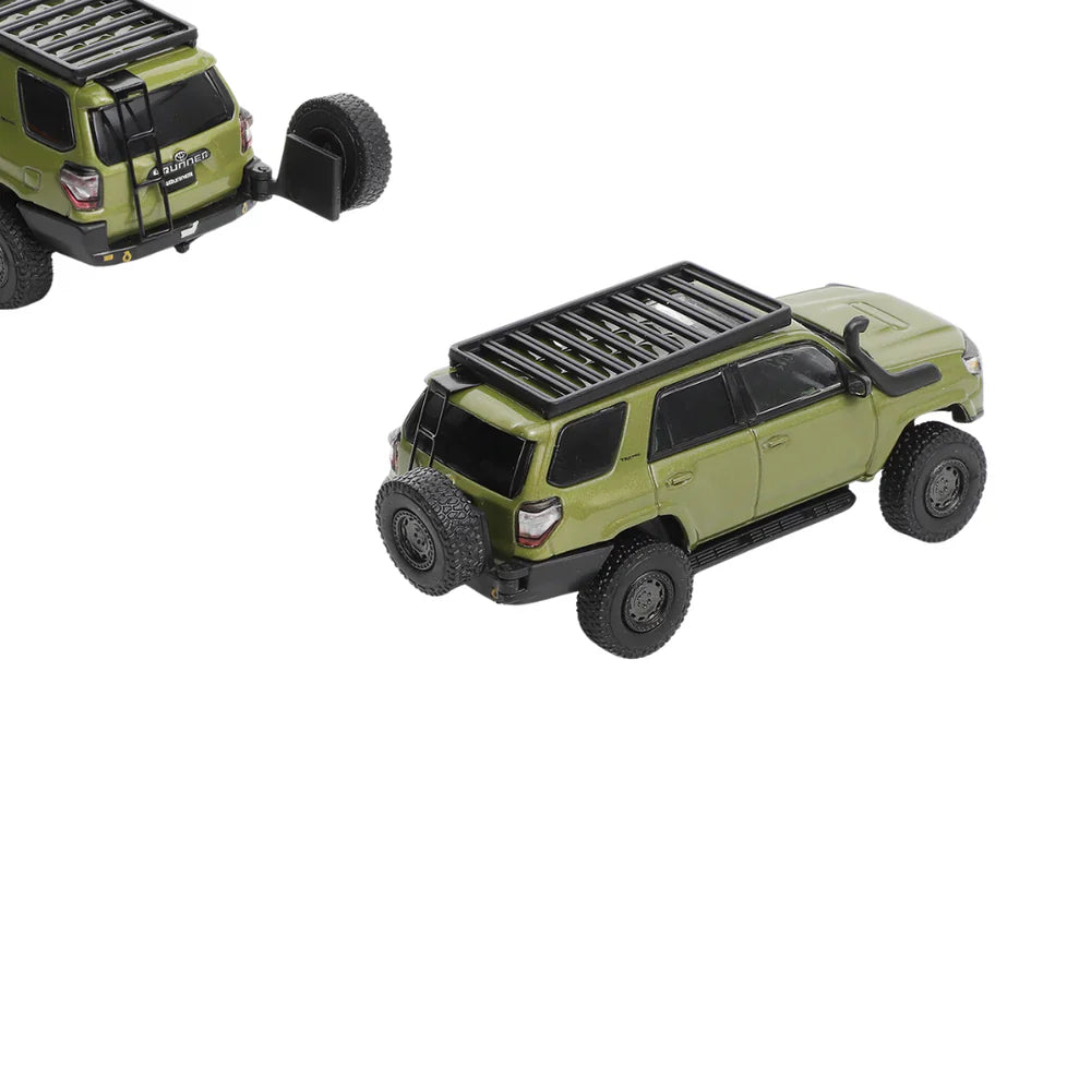 PRE-ORDER GCD Toyota 4Runner TRD Pro Overland Modified with 13 Accessories Green 1:64 Scale Diecast Model