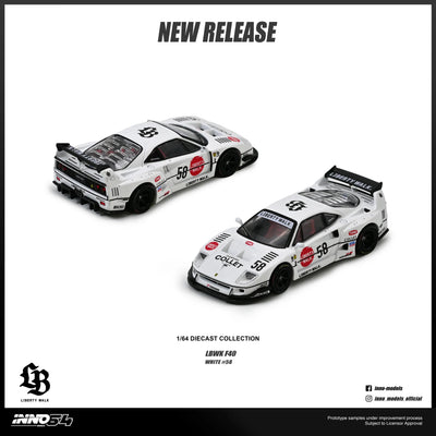 INNO64 LBWK F40 White 1:64 Scale Diecast Model (Chance of Red Chase Car) (Pre-Order)