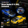PRE-ORDER MOTOR HELIX Nissan Skyline GT-R R34 Customized GT Aero Kit Lightning Yellow 1:64 Scale Diecast Model
