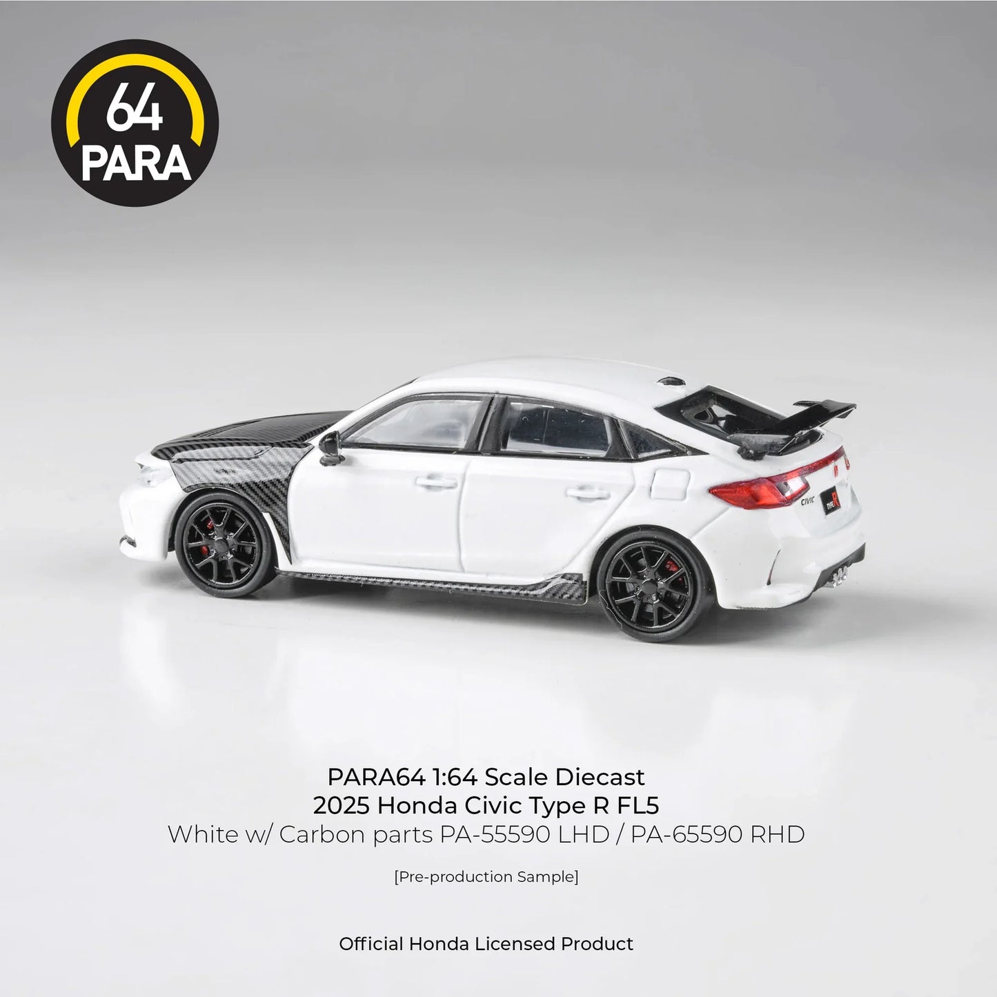 PARA64 Honda Civic Type-R FL5 with Carbon Parts 2025 White 1:64 Scale Diecast Model (Pre-Order)