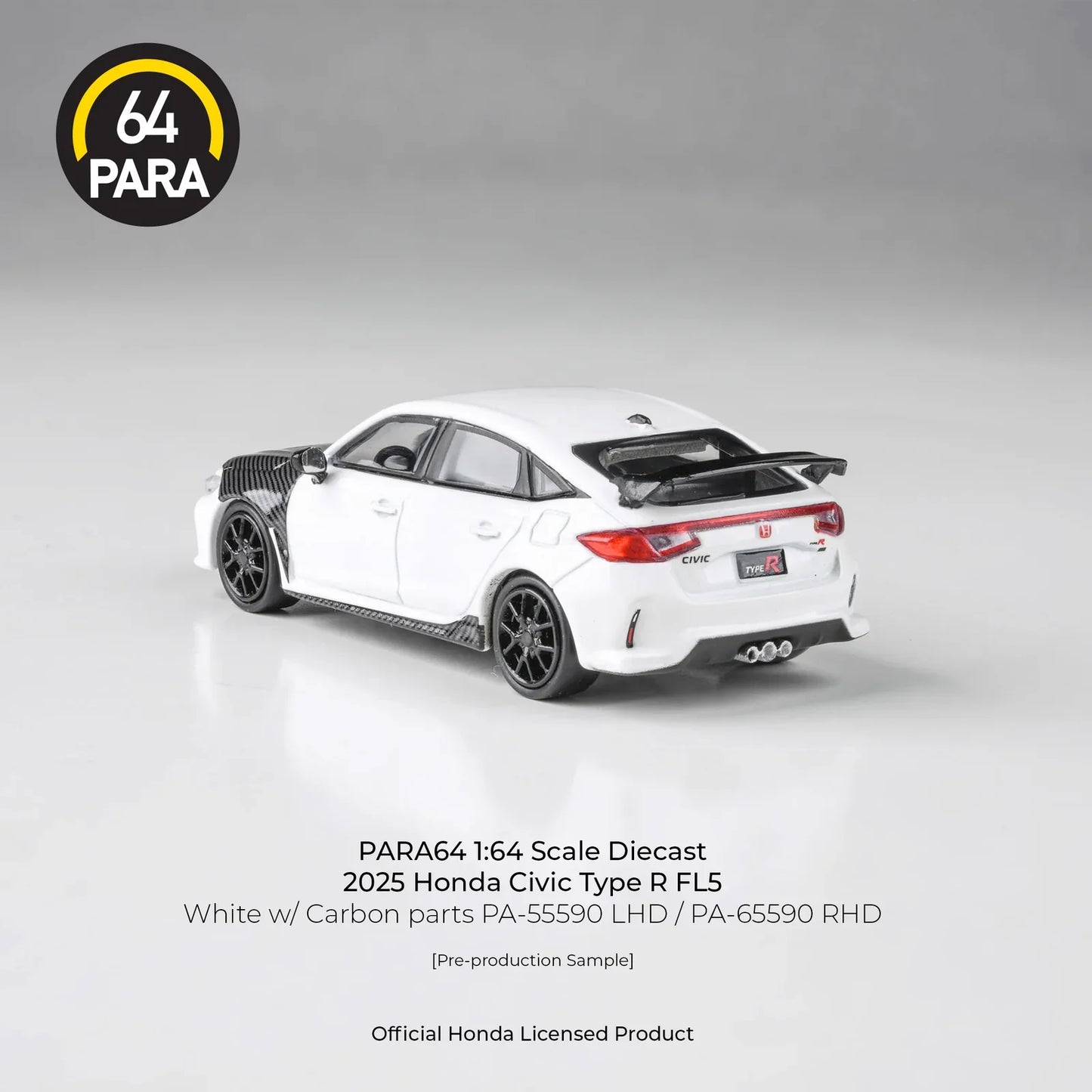 PARA64 Honda Civic Type-R FL5 with Carbon Parts 2025 White 1:64 Scale Diecast Model (Pre-Order)