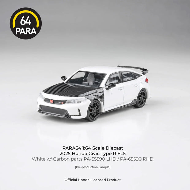 PARA64 Honda Civic Type-R FL5 with Carbon Parts 2025 White 1:64 Scale Diecast Model (Pre-Order)