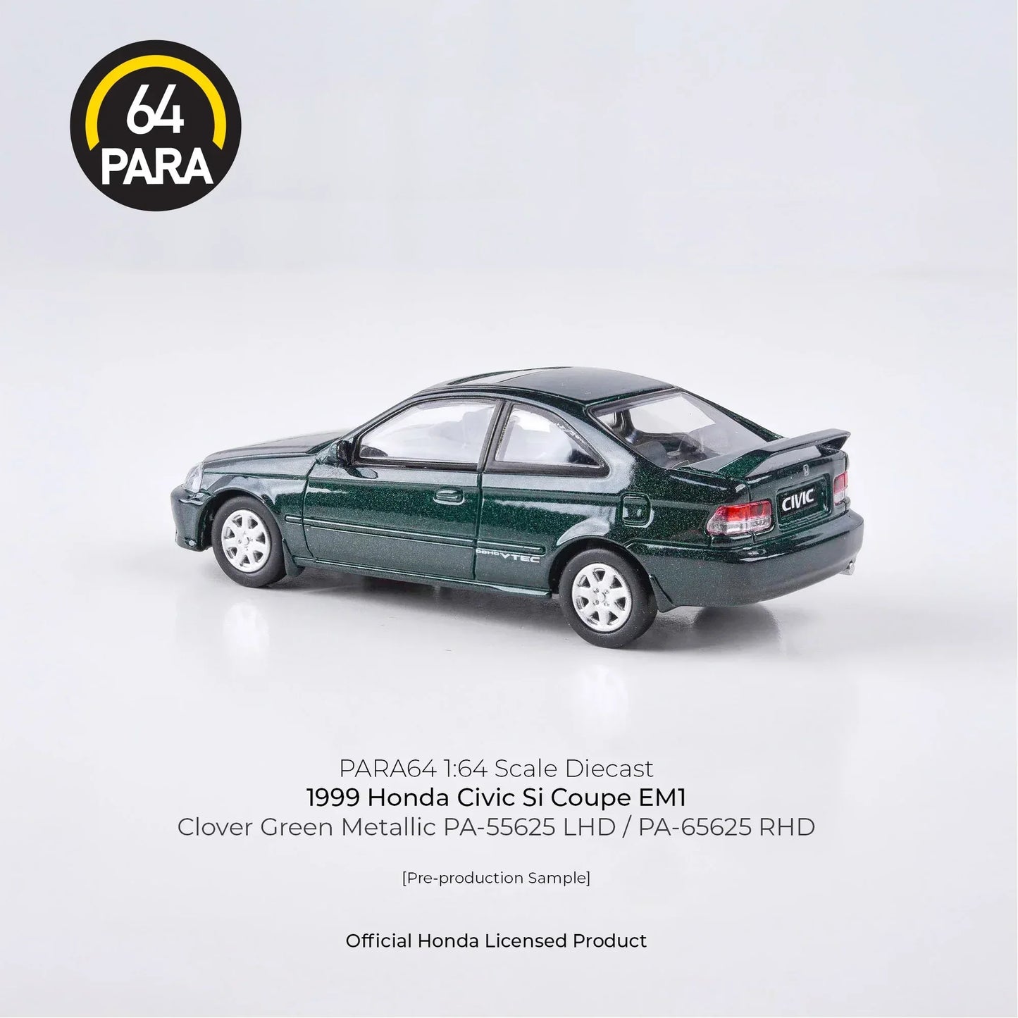 PARA64 Honda Civic Si Coupe EM1 1999 Green 1:64 Scale Diecast Model