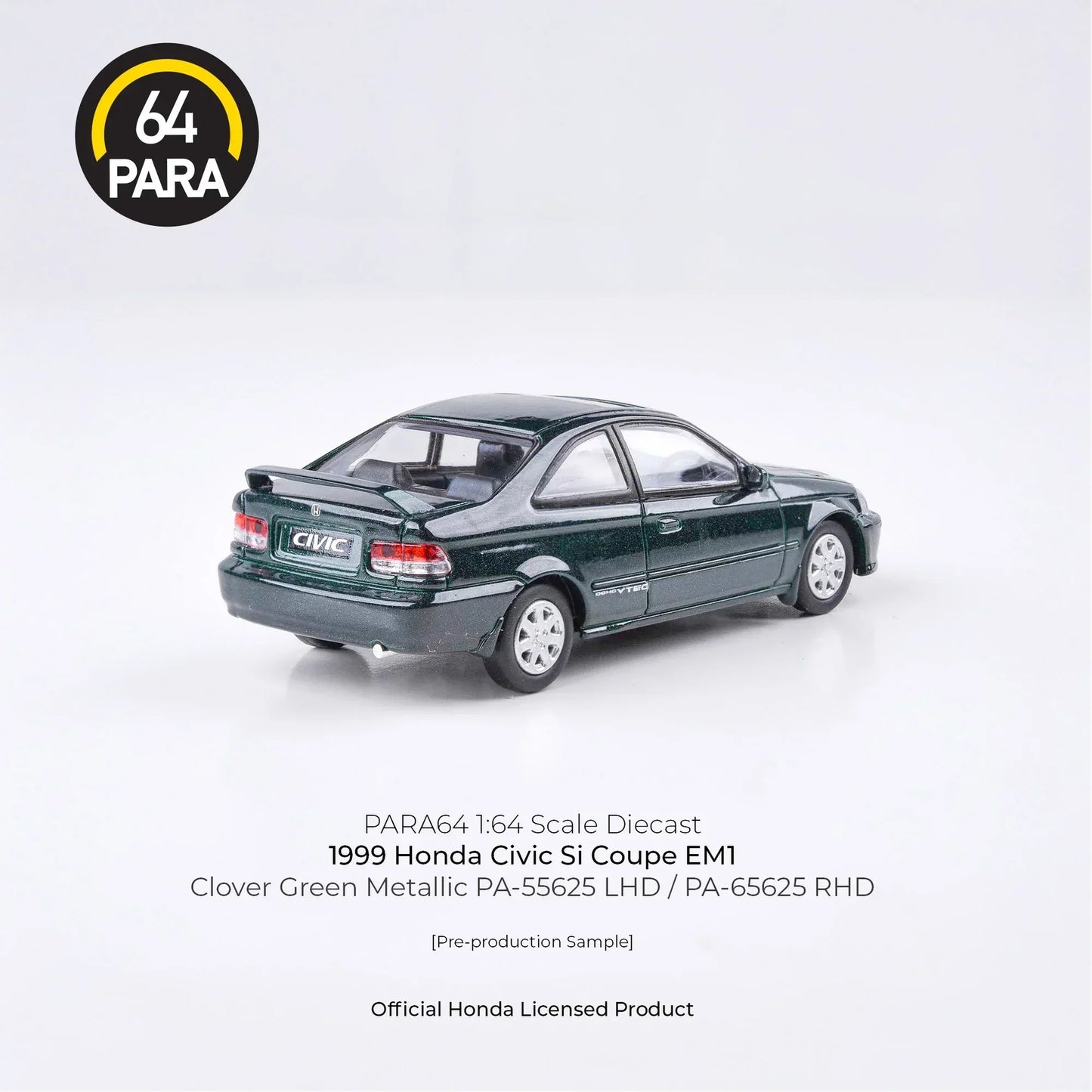 PARA64 Honda Civic Si Coupe EM1 1999 Green 1:64 Scale Diecast Model