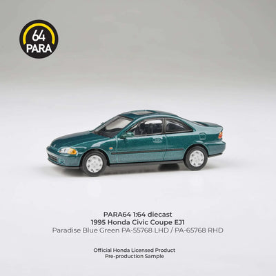 PARA64 Honda Civic Coupe EJ1 Paradise 1995 Blue Green 1:64 Scale Diecast Model (Pre-Order)