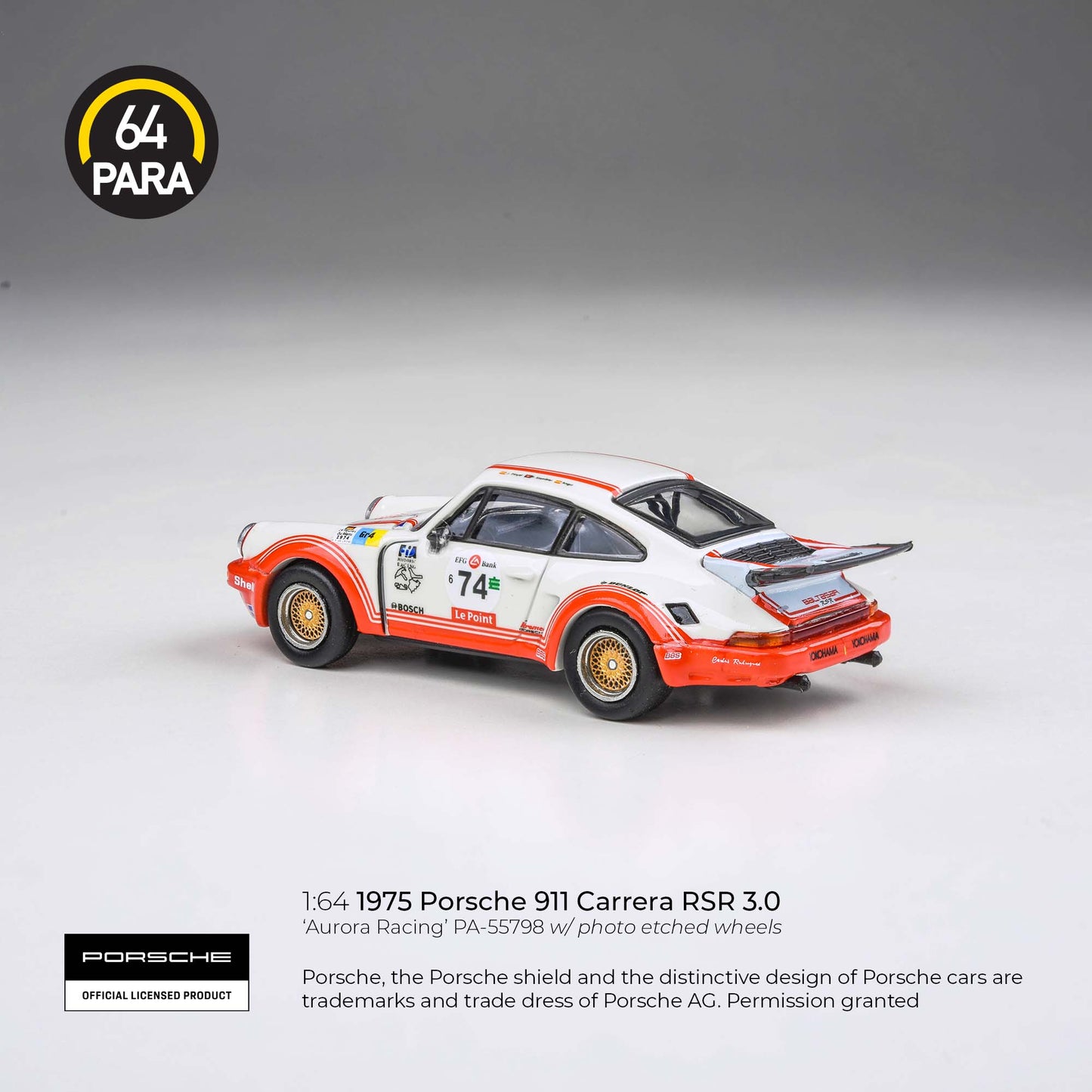 PARA 64 Porsche 911 Carrera RSR 3.0 Aurora Racing 1:64 Scale Diecast Model