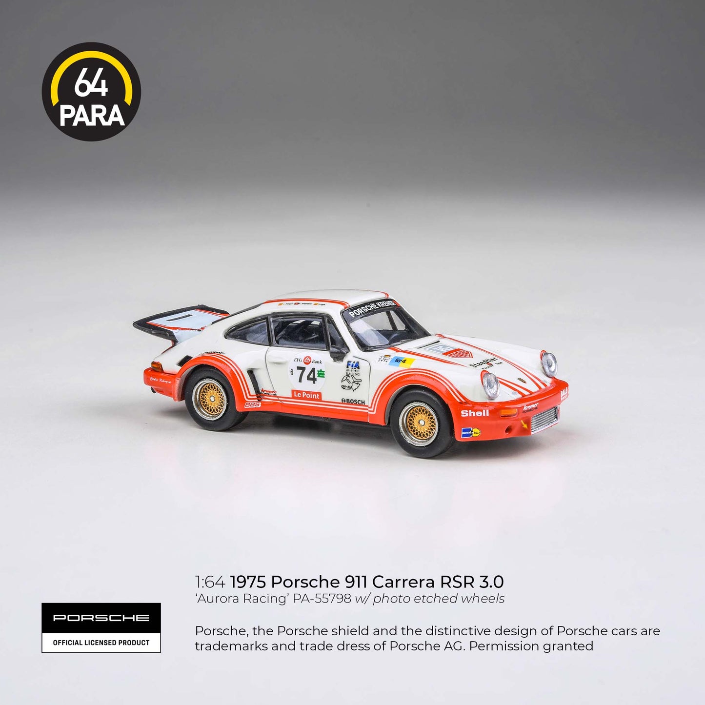 PARA 64 Porsche 911 Carrera RSR 3.0 Aurora Racing 1:64 Scale Diecast Model