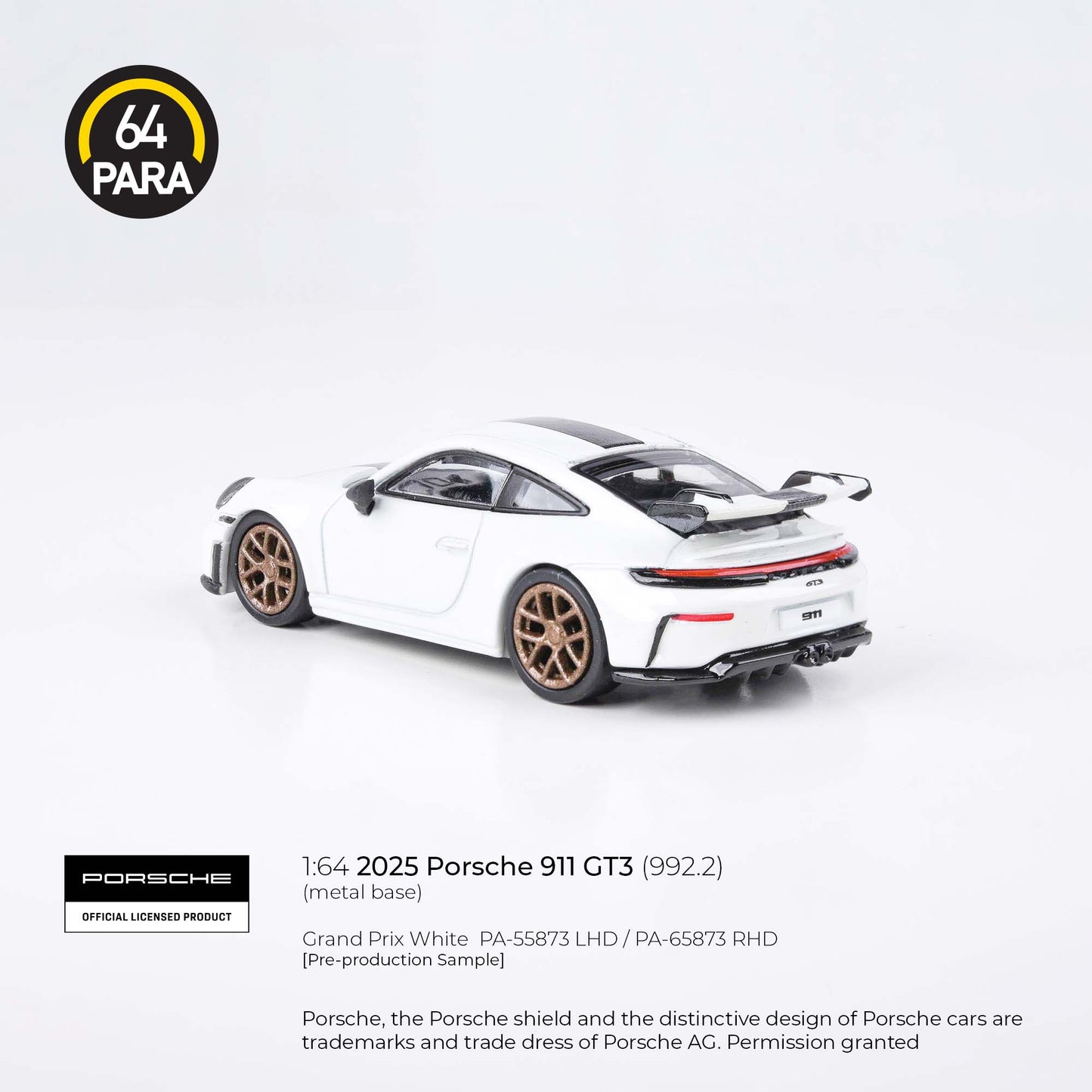 Porsche 911 GT3 (992.2) 2025 Sahara Beige 1:64 Scale Diecast Collectible